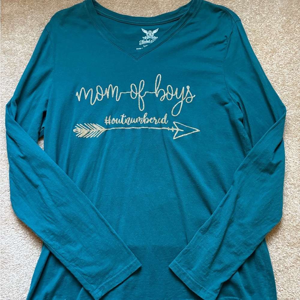 Faded Glory Antique Teal Long Sleeve Shirt- homemade